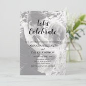 パーソナライズされた二フォト婚約パーティ招待状 招待状 (スタンド正面)