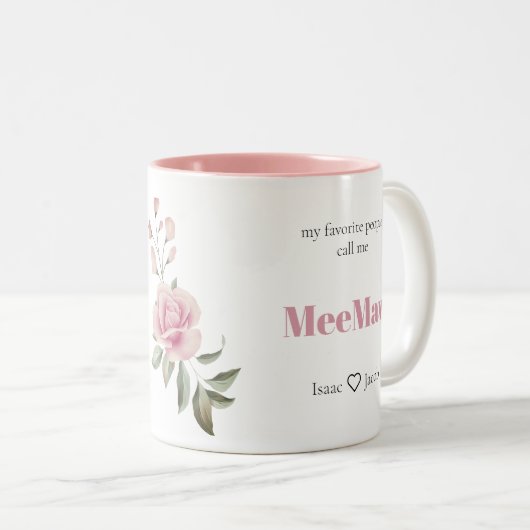 パーソナライズされた人お気に入りの々ピンクおばあちゃん ツートーンマグカップ (正面右)