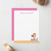 パーソナライズされた人魚の文房具 ノートカード (正面/裏面インサイチュ)