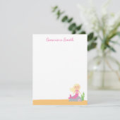 パーソナライズされた人魚の文房具 | ブロンドピンク 招待状 (スタンド正面)