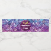 パーソナライズされた人魚の誕生日ピンクパープルグリッター ペットボトルラベル (シングルラベル)