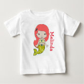 パーソナライズされた人魚の赤ちゃん用ワンピースTシャツ ベビーTシャツ (正面)