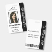 パーソナライズされた企業のモダン従業員ブラックID バッジ (Front & Back)