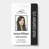 パーソナライズされた企業のモダン従業員ブラックID バッジ (Front)