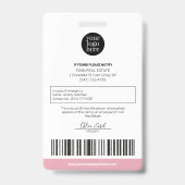 パーソナライズされた企業のモダン社員の青いピンク バッジ (裏面)