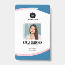 パーソナライズされた企業のモダン社員の青いピンク