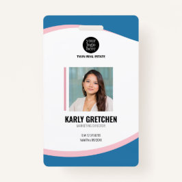 パーソナライズされた企業のモダン社員の青いピンク バッジ