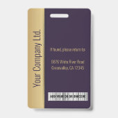 パーソナライズされた企業の従業員の紫ID バッジ (裏面)