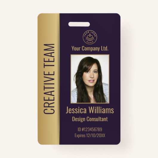 パーソナライズされた企業の従業員の紫ID バッジ (正面)
