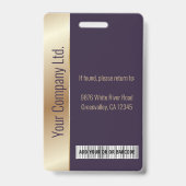 パーソナライズされた企業の従業員の紫ID バッジ (裏面)