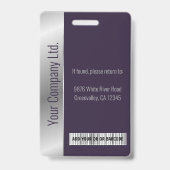 パーソナライズされた企業の従業員の紫ID バッジ (裏面)