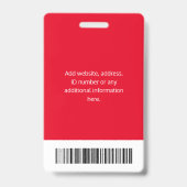 パーソナライズされた企業の従業員ID赤 バッジ (裏面)