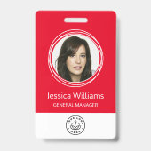 パーソナライズされた企業の従業員ID赤 バッジ (正面)