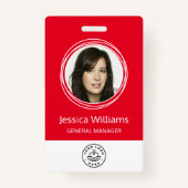 パーソナライズされた企業の従業員ID赤 バッジ (正面)