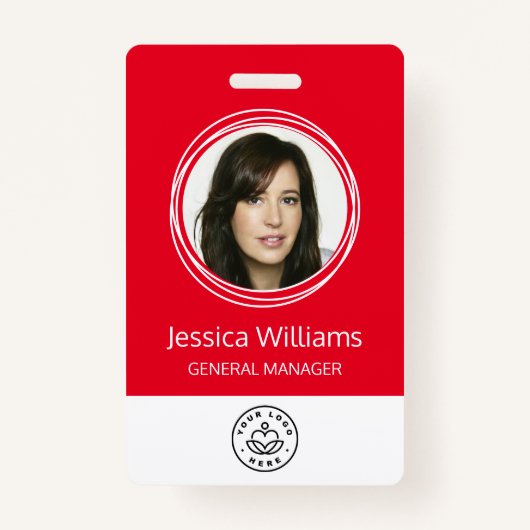 パーソナライズされた企業の従業員ID赤 バッジ (正面)