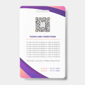 パーソナライズされた企業の現代的な紫の社員ID バッジ (裏面)