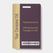 パーソナライズされた企業のEmployee Mauve ID バッジ (裏面)