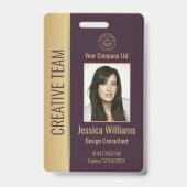 パーソナライズされた企業のEmployee Mauve ID バッジ (正面)