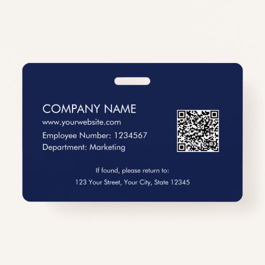 パーソナライズされた企業ロゴ モダン ID バッジ (裏面)