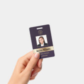 パーソナライズされた企業用ゴールドとパープルのIDカード バッジ (手持ち)
