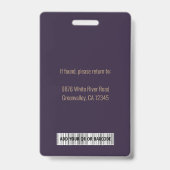 パーソナライズされた企業用ゴールドとパープルのIDカード バッジ (裏面)