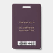 パーソナライズされた企業用ゴールドバーガンディーID バッジ (裏面)