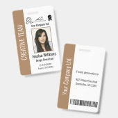 パーソナライズされた企業用社員IDバッジ ブラウン バッジ (正面&裏面)