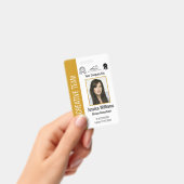 パーソナライズされた企業用社員ID マスタードイエロー バッジ (手持ち)