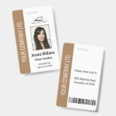 パーソナライズされた企業社員ブラウンID バッジ (正面&裏面)