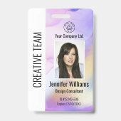 パーソナライズされた企業社員IDバッジ 紫 バッジ (正面)