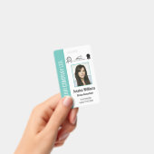 パーソナライズされた企業認定スタッフ ティール ID バッジ (手持ち)
