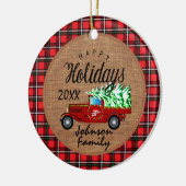 パーソナライズされた休日ヴィンテージトラック – クリスマス セラミックオーナメント (左)