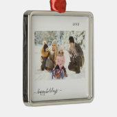 パーソナライズされた休日2写真モダン2022 メタルオーナメント (右)