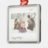 パーソナライズされた休日2写真モダン2022 メタルオーナメント (左)