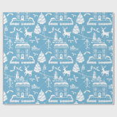 パーソナライズされた伝統的冬の風景 ラッピングペーパー (フラット)