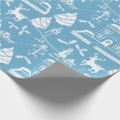 パーソナライズされた伝統的冬の風景 ラッピングペーパー (角)