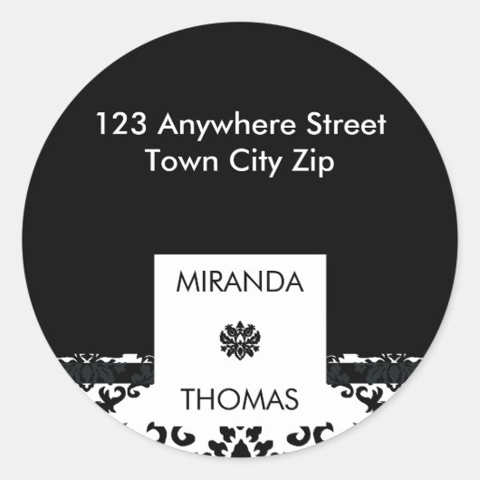 パーソナライズされた住所 シール::ダマスク色10B ラウンドシール (正面)