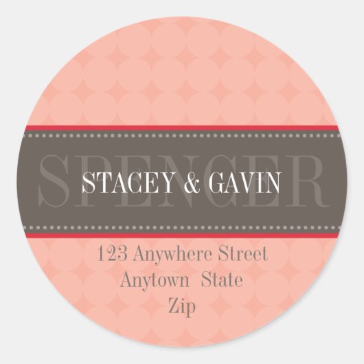 パーソナライズされた住所 シール:: decorativeband 6 ラウンドシール (正面)