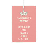 パーソナライズされた保おもしろいガーリーCalm Pink Driving カーエアーフレッシュナー (正面)