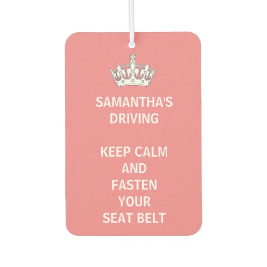 パーソナライズされた保おもしろいガーリーCalm Pink Driving カーエアーフレッシュナー (正面)
