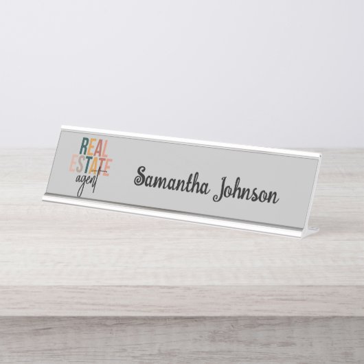 パーソナライズされた保実在地代理 デスクネームプレート (正面)