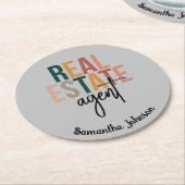 パーソナライズされた保実在地代理 ラウンドペーパーコースター (アングル)
