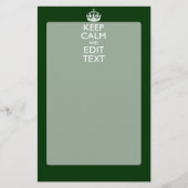 パーソナライズされた保Calmとテキストの緑の装飾 便箋 (正面)