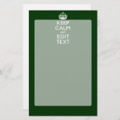 パーソナライズされた保Calmとテキストの緑の装飾 便箋 (正面/裏面)