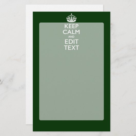 パーソナライズされた保Calmとテキストの緑の装飾 便箋 (正面/裏面)