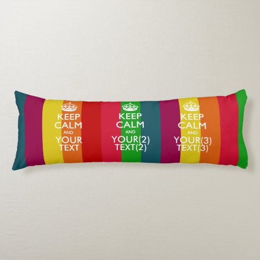 パーソナライズされた保CALMとレインボーのテキスト ボディピロー (正面)