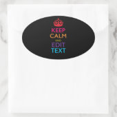 パーソナライズされた保CALMと編集文字数々の色 楕円形シール (バッグ)