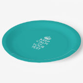 パーソナライズされた保CalmとYour Textターコイズ ペーパープレート (アングル)