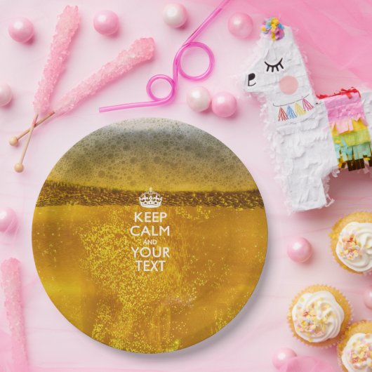 パーソナライズされた保CalmとYour Text Beer Decor ペーパープレート (パーティー)