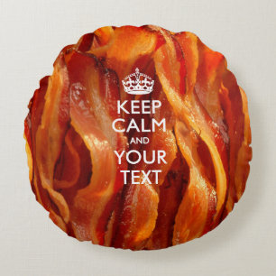 パーソナライズされた保CALMとYour Text for Bacon ラウンドクッション